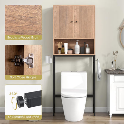 Over The Toilet Storage Cabinet with 2 Doors and Adjustable Shelf