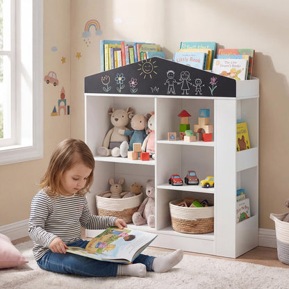 Wooden Book & Toy Storage Organizer, House Shaped Children Bookcase