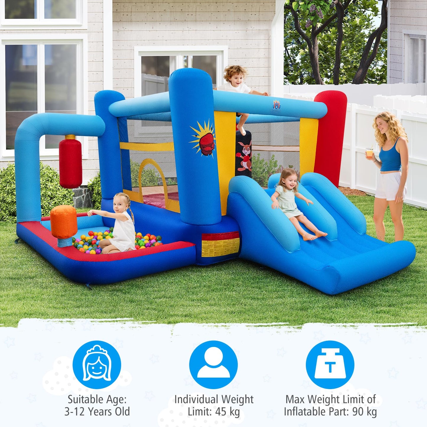 Kids Bouncy Castle, Inflatable Bounce House with Slide