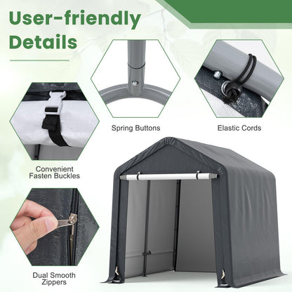 Outdoor Portable Storage Shelter with Roll up Zipper Door