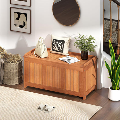 220L Wood Deck Box 3-in-1 Patio Storage Bench Stool with Flip Top for Cushions