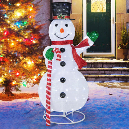 150 cm Large White Pre-lit Lighted Snowman Christmas Decoration