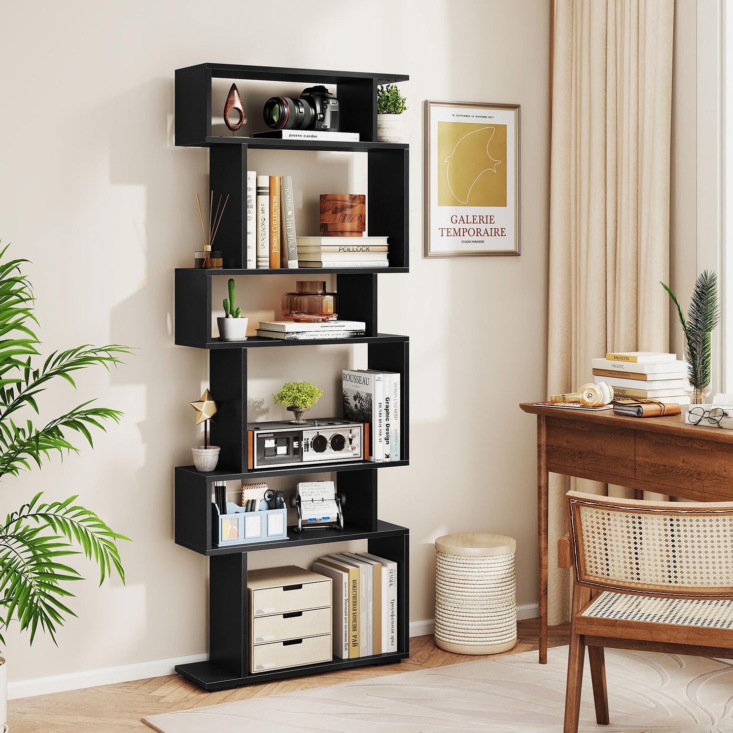 6-Tier Bookshelf with 2 Anti-Tipping Kits for Home Office