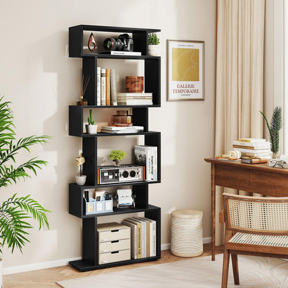 6-Tier Bookshelf with 2 Anti-Tipping Kits for Home Office