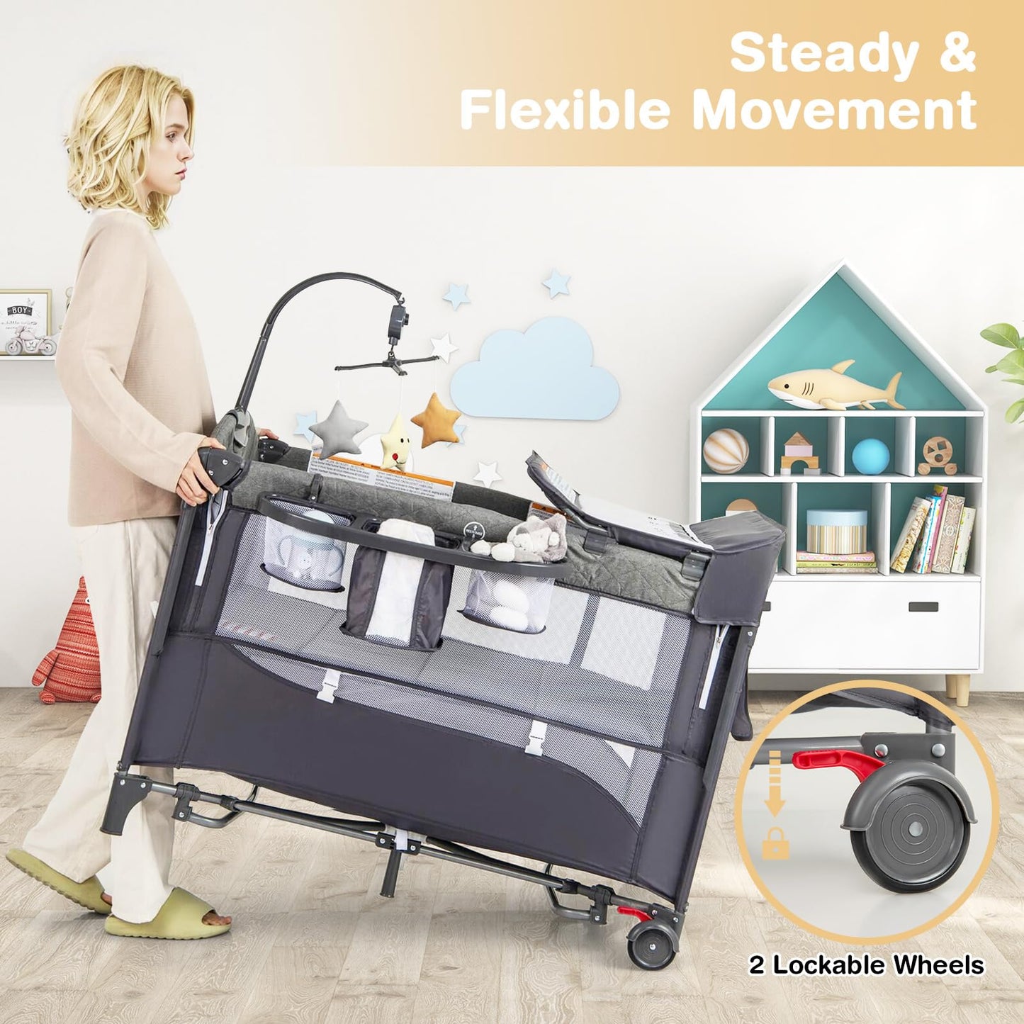 Foldable Baby Bedside Sleeper with Diaper Changer