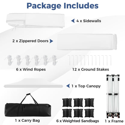 3m x 6m Outdoor Garden Shelter with 6 Sidewalls and Carrying Bag