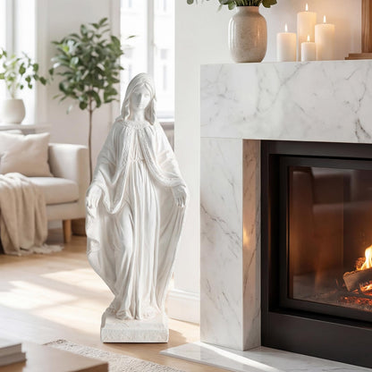Garden Statue, Tall Virgin Mary/St. Francis Statue, Indoor Outdoor Religious Sculpture Art Decoration