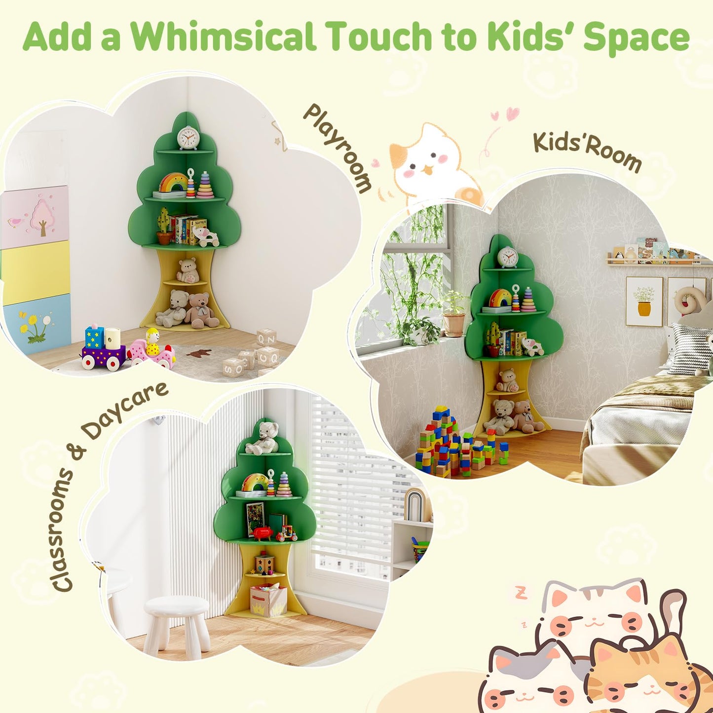 Tree Bookshelf for Kids 5-Tier Children Book Display Rack