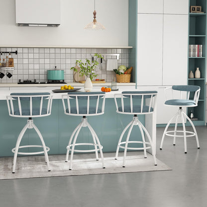 Counter Height Swivel Bar Stools Set of 2 Upholstered Barsools with Backrest