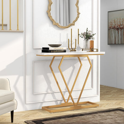 100 cm Gold Console Table with Diamond Shape Geometric Frame
