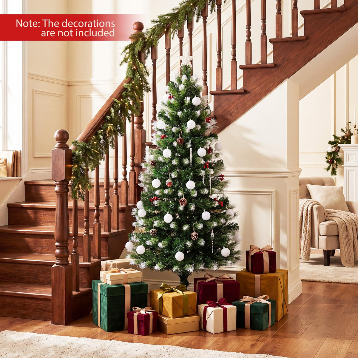 5FT Fiber Optic Christmas Tree, Pre-lit Artificial Xmas Tree