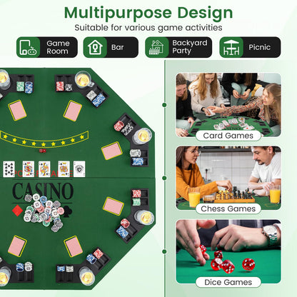 8 Player Foldable Texas Holdem Poker Table Topper with Carrying Bag