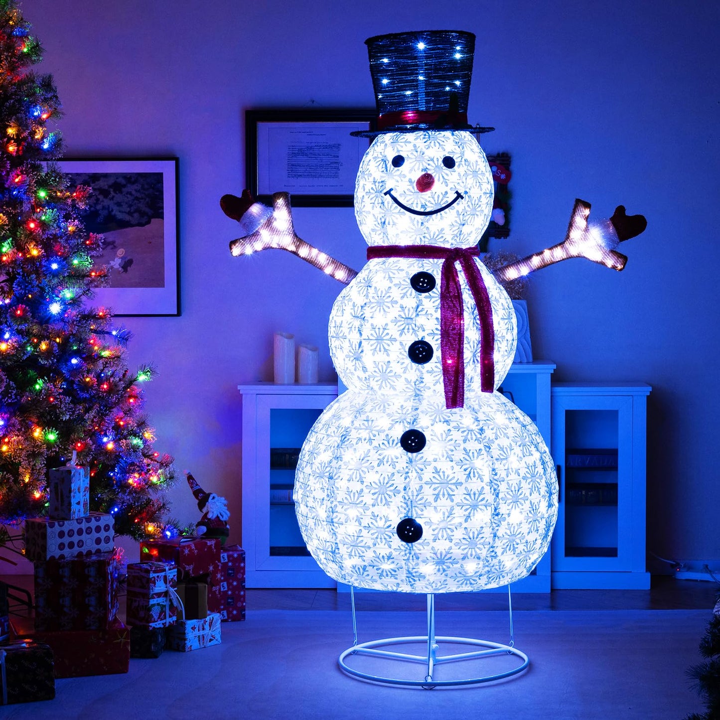1.8 m Pop-up Christmas Snowman with 200 Cold White LED Lights and Zip Ties