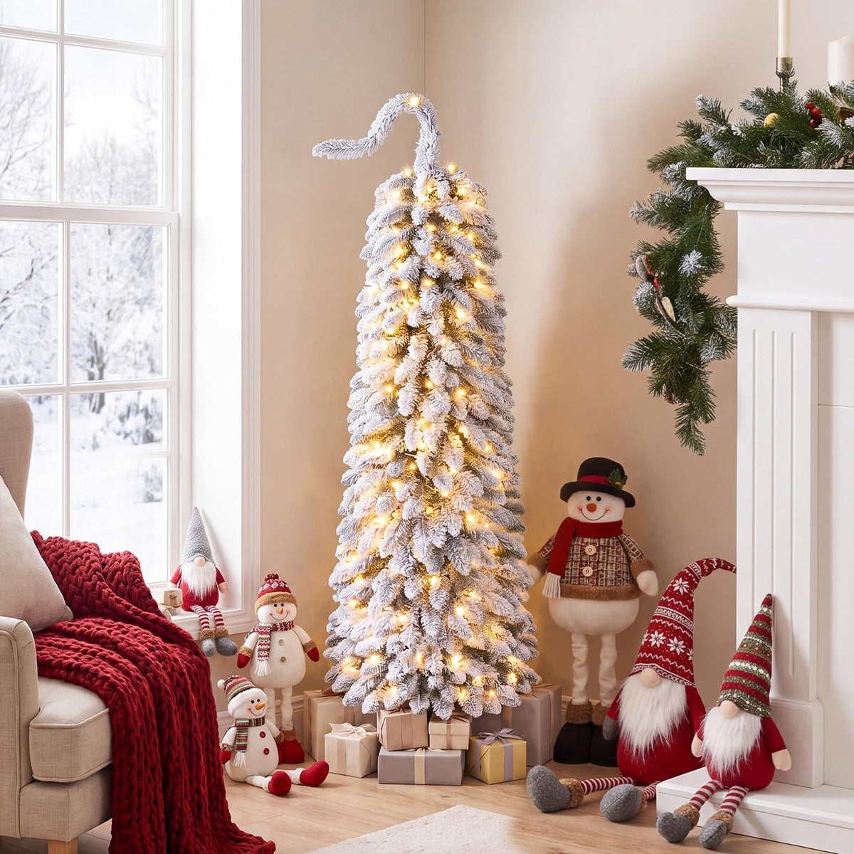5/6FT Pre-lit Christmas Tree, Hinged Xmas Tree