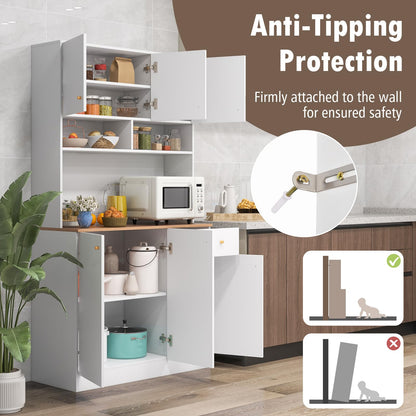 6 Door Buffet Pantry Storage Cabinet with Outlets