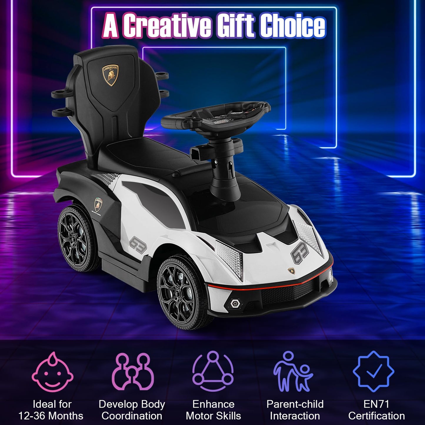 Kids Licensed Lamborghini Ride on Car with Push Handle