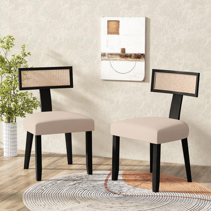 Dining Chair Set of 2, Linen Fabric Upholstered Kitchen Chairs