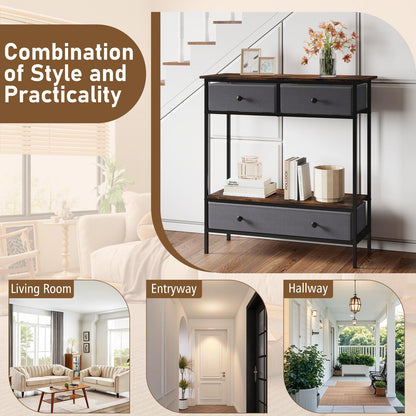 Console Table, Industrial Slim Accent Entryway Table Hall Desk