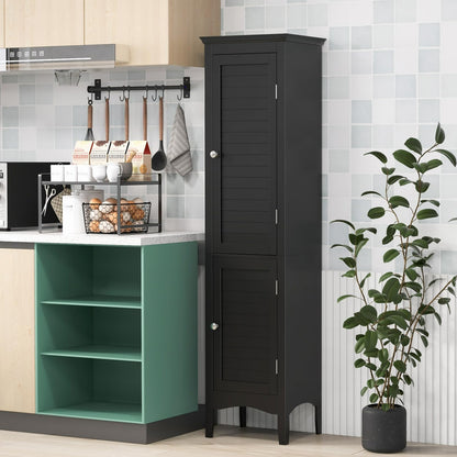 Freestanding Tall Bathroom Floor Cabinet with Adjustable Shelf and 2 Doors