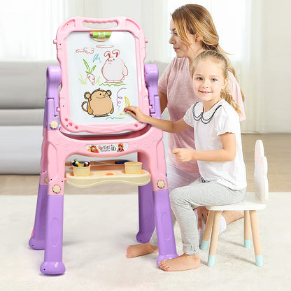 Kid's Double Sided Boards Easel Magnetic Painting Art