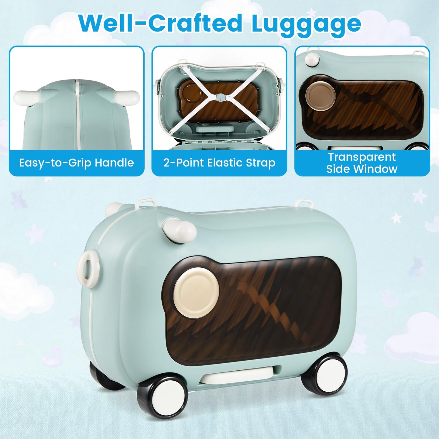 Kids Ride-on Luggage, 2-in-1 Children Suitcase