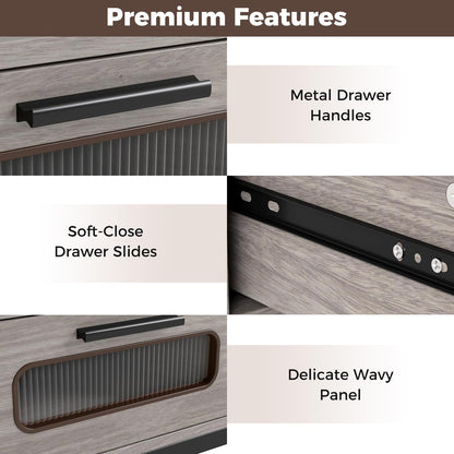 Console Table with LED Lights and Charging Station, 90cm Narrow Entryway Table with 3 Drawers