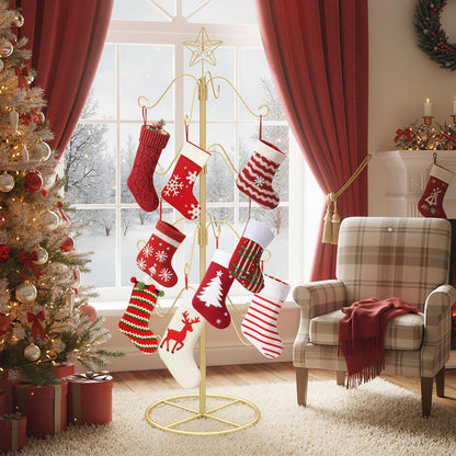 Christmas Stocking Holder Stand, 48” Freestanding Xmas Stocking Hanger Rack
