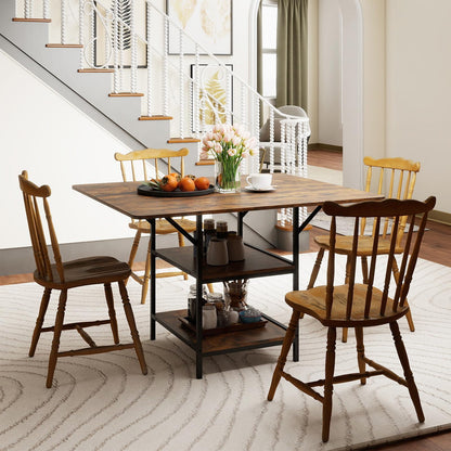 Dining Table for 4-6 Rectangular Dining Table with 2 Open Storage Shelves