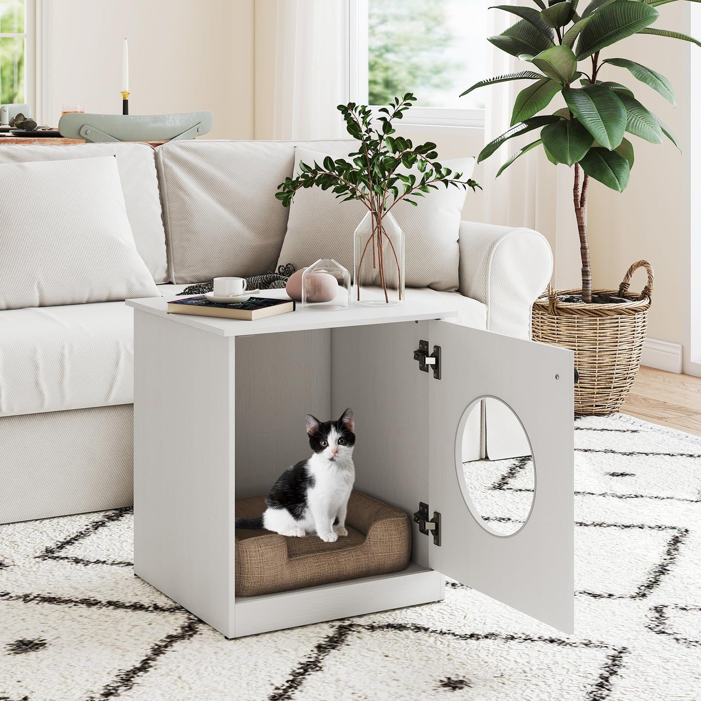 Wooden Kitty Hidden Washroom Litter Cabinet with Ventilated Hole