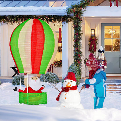 Lighted Santa in Hot Air Balloon with LED Lights and Pop-up Design