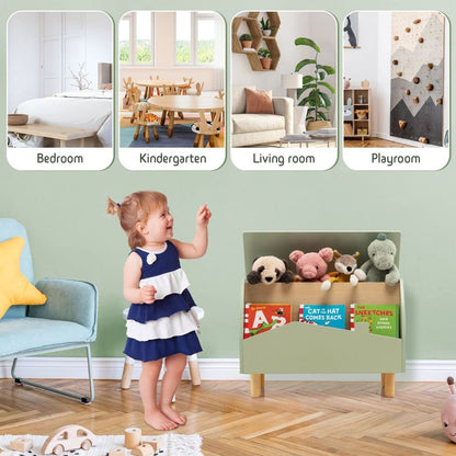 Giantex Wooden Toy Box Kids Storage Chest with Flip-top Lid Multifunctional Children's Organizer
