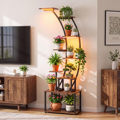Plant Stand with Grow Lights, 161cm Tall 9-Tier Corner Metal Plant Shelf Flowerpot Holder