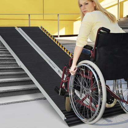 5FT Wheelchair Ramp with Transition Plate and Reflective Warning Stickers