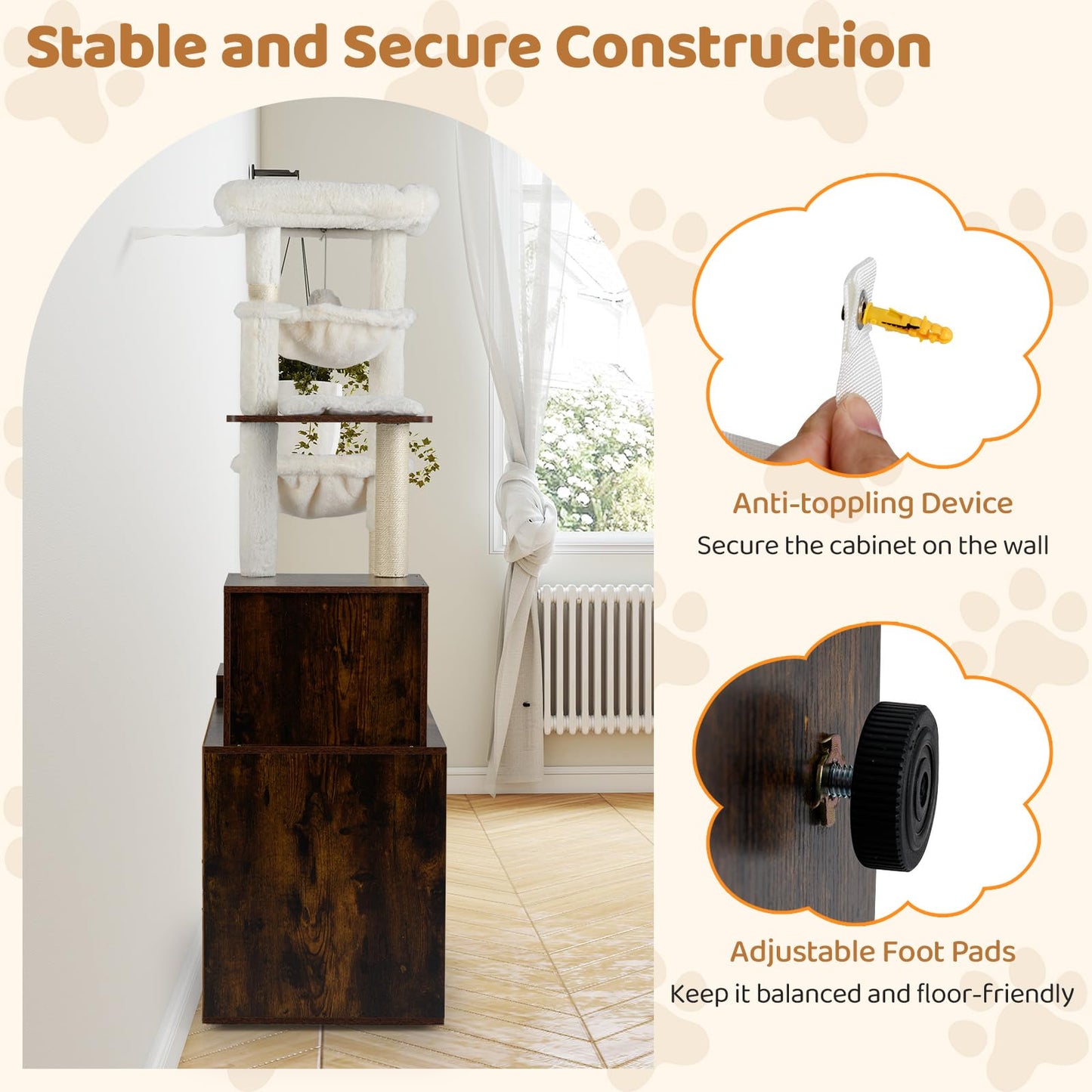 Cat Tree with Litter Box Enclosure, Cats Climbing Tower