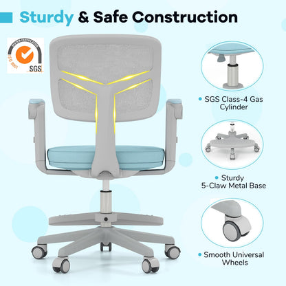 Kids Desk Chair Children Study Chair with Adjustable Height Armrest and Footrest