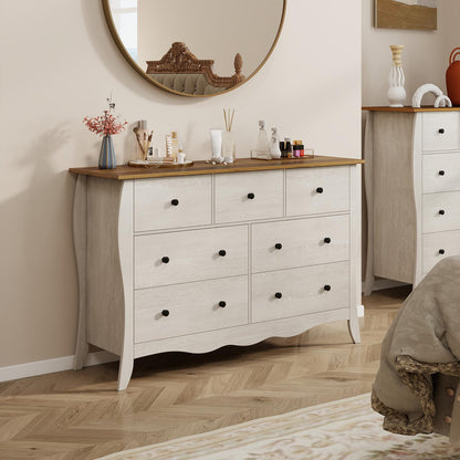 Farmhouse Dresser for Bedroom with 3 Folding Fabric Drawers