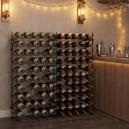 100 Bottles Wine Rack, 10-Tier Wine Holder Stand with Wall-Anchored Design