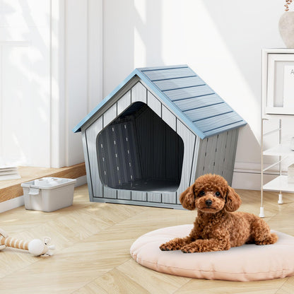 Plastic Dog House, Indoor Outdoor Cat House Condo with Sloping Roof