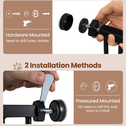 Extra Wide Walk Through Pet Gate with Small Door and 2 Extensions