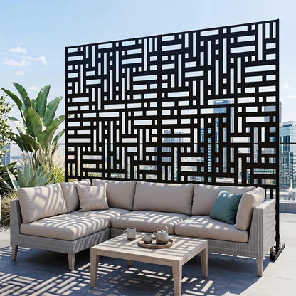 183 CM Freestanding Louvered Metal Outdoor Privacy Screen