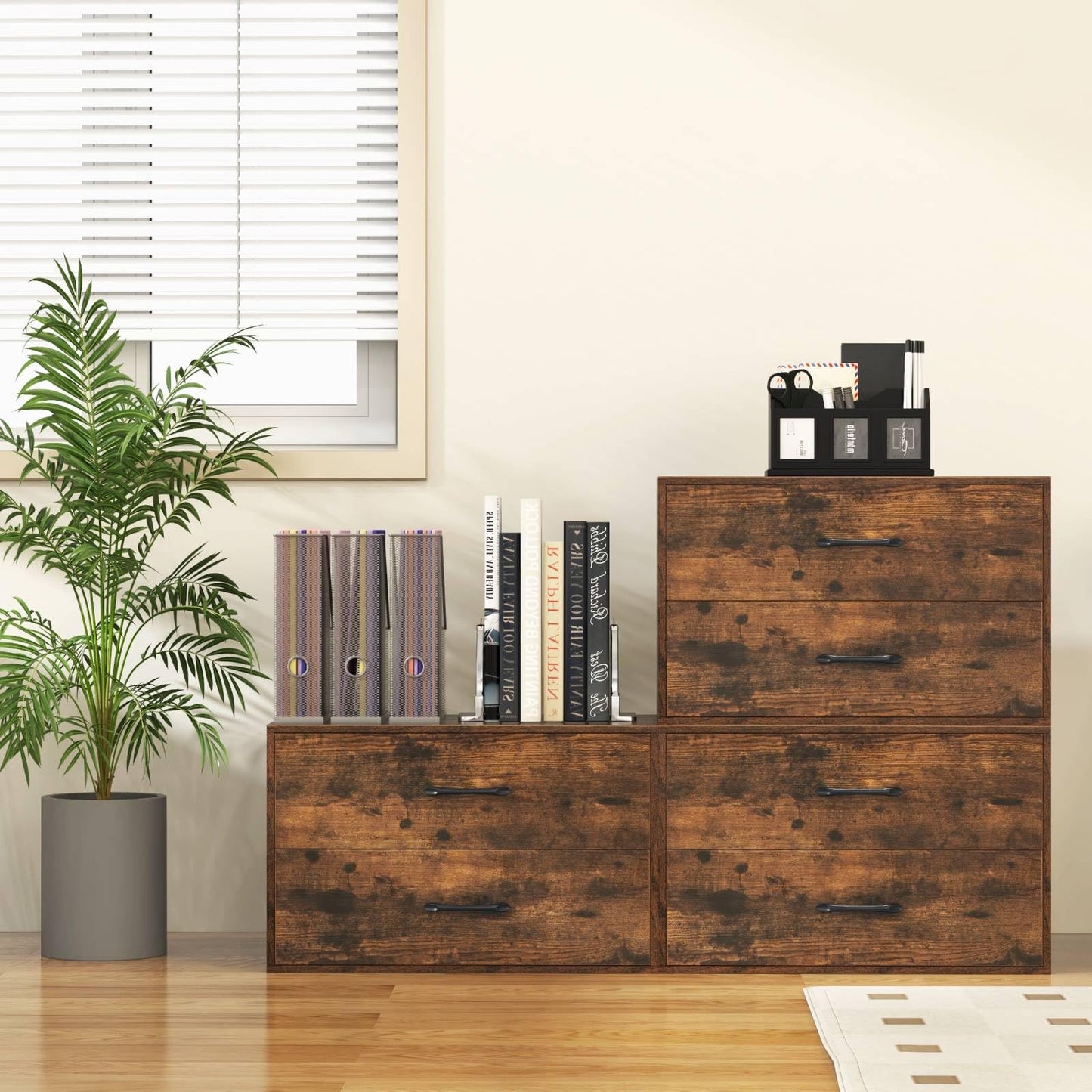 Stackable 2-Drawer Dresser with Anti-scratch Pads and Anti-tipping Devices