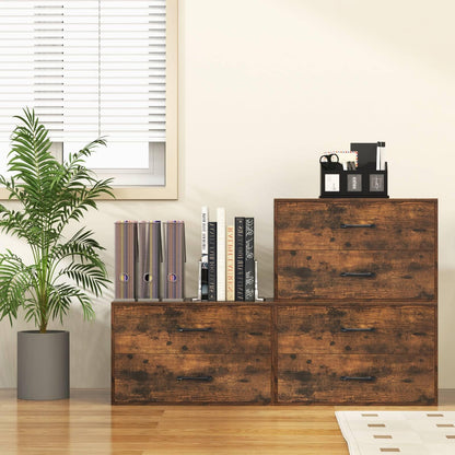 Stackable 2-Drawer Dresser with Anti-scratch Pads and Anti-tipping Devices