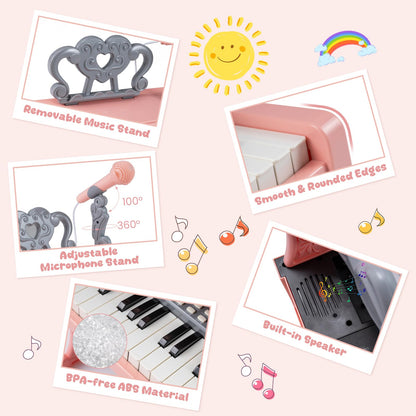Mini Keyboard Piano for Kids 25 Keys Electric Piano with Music Stand and Microphone