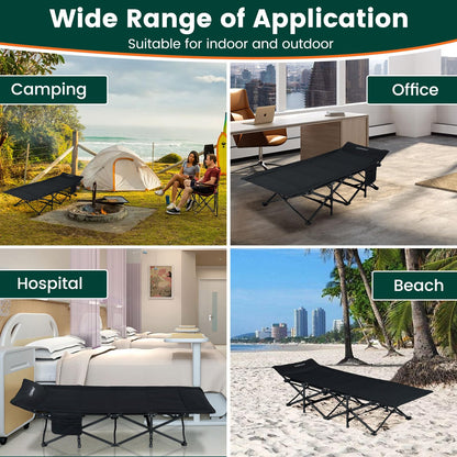 Foldable Camping Cot for Adults Heavy Duty Sleeping Bed with Slanted Headrest