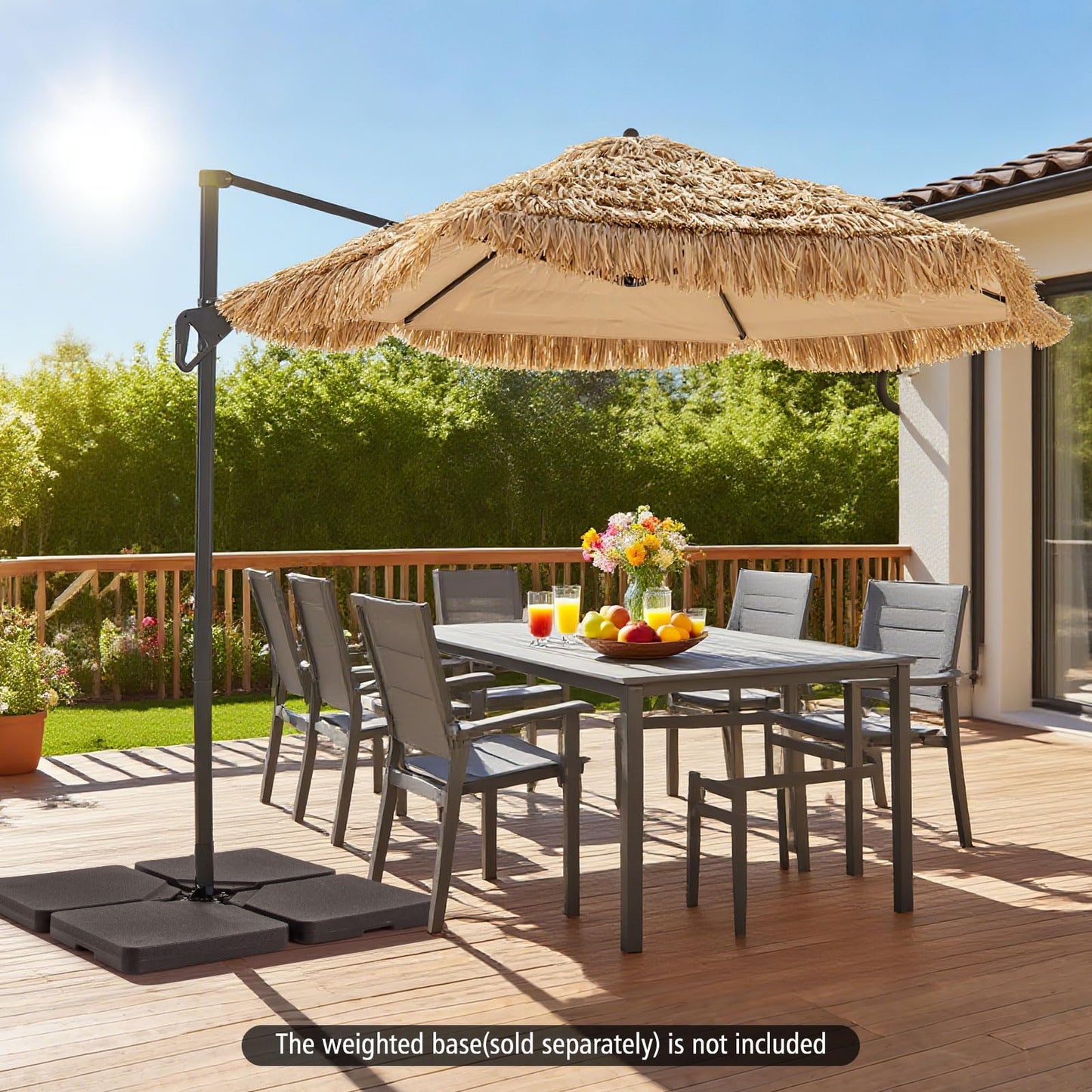 2.7m Cantilever Tiki Parasol Hawaiian Style Patio Beach Umbrella with Vented Top