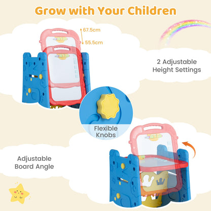 3 in 1 Art Easel for Kids Double Sided Magnetic Board Chalkboard and Whiteboard