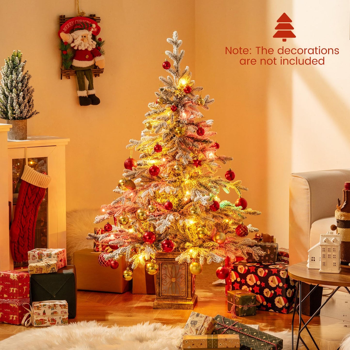 4 FT Pre-lit Artificial Christmas Trees 100 Multi-color and Warm White Dimmable Lights