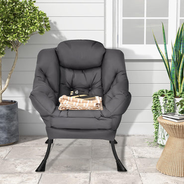 Armchair Accent Chair, Fabric Upholstered Lounge Armchair Leisure Reading Chair with Side Pocket