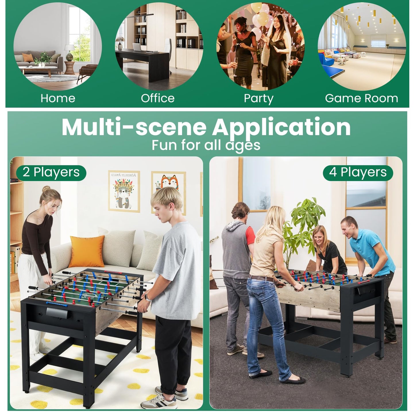 2-in-1 Swivel Multi Game Table 122 cm Foosball and Pool Combo Table