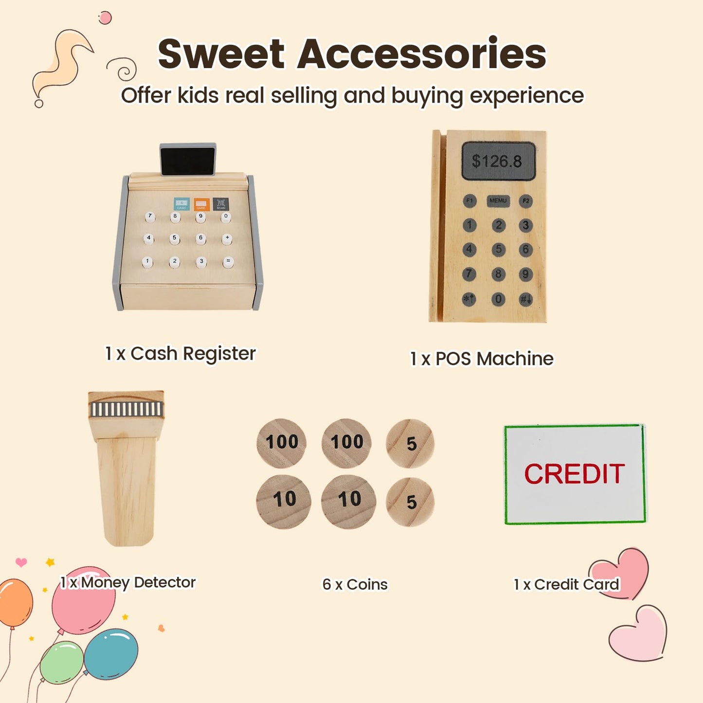 Pretend Play Shop, Kids Supermarket Playset with Shopping Cart